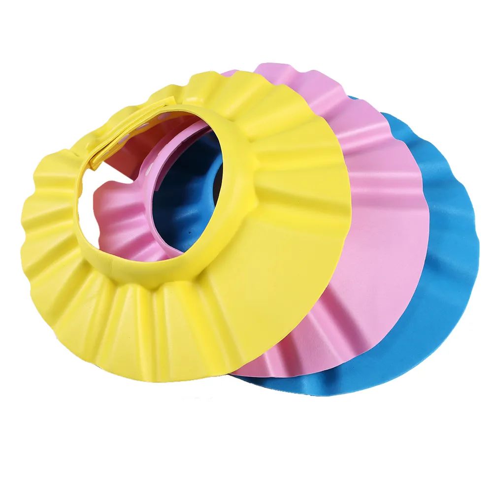 Baby Shower Cap Children Safe Bath Bathing Shampoo Caps Wash Hair Adjustable Elastic Shield For Kids